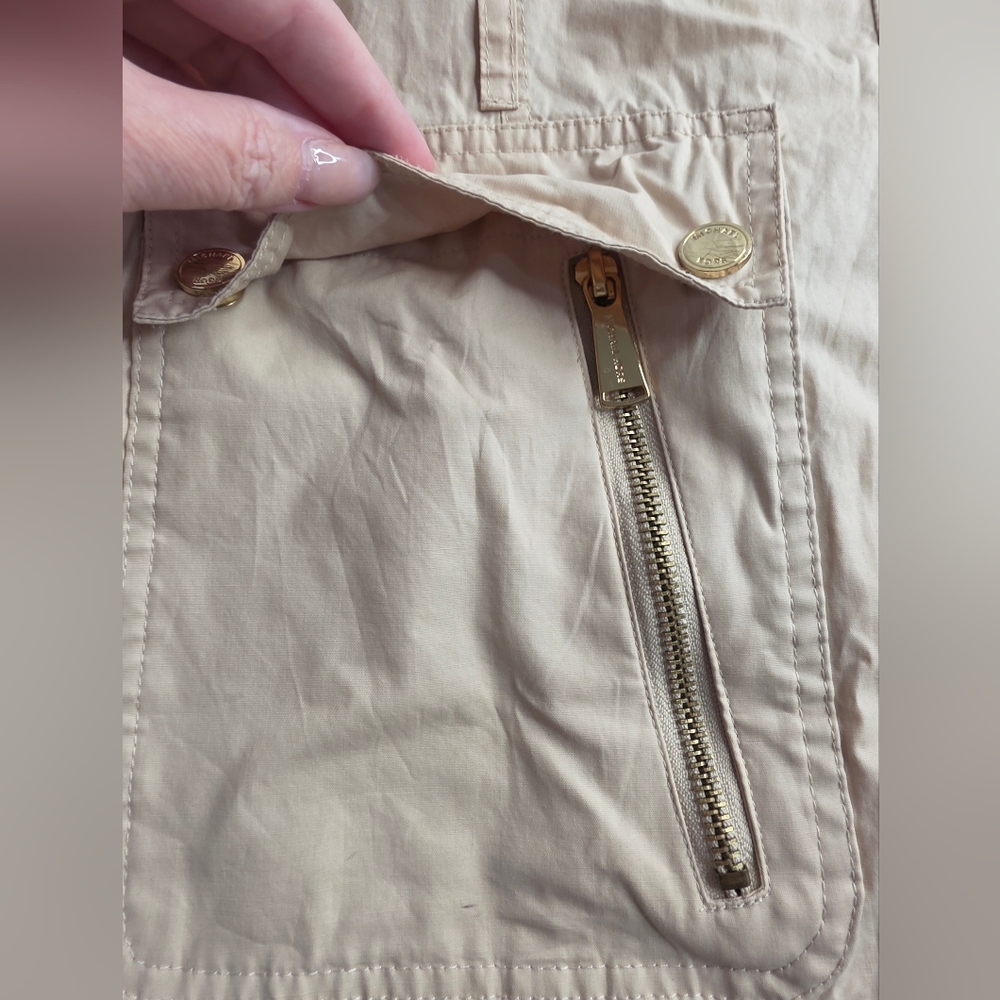 Michael Kors L Tan/Gold Hooded Anorak Jacket Cb-2413 - Picture 5 of 14